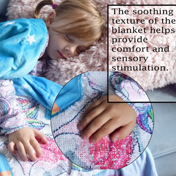 Reverse flip sequin unicorn glow dark blanket thro - Picture 6 of 8
